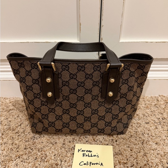 Gucci Brown GG Supreme Canvas Tote with Dark Brown Leather Trim - Picture 10 of 16